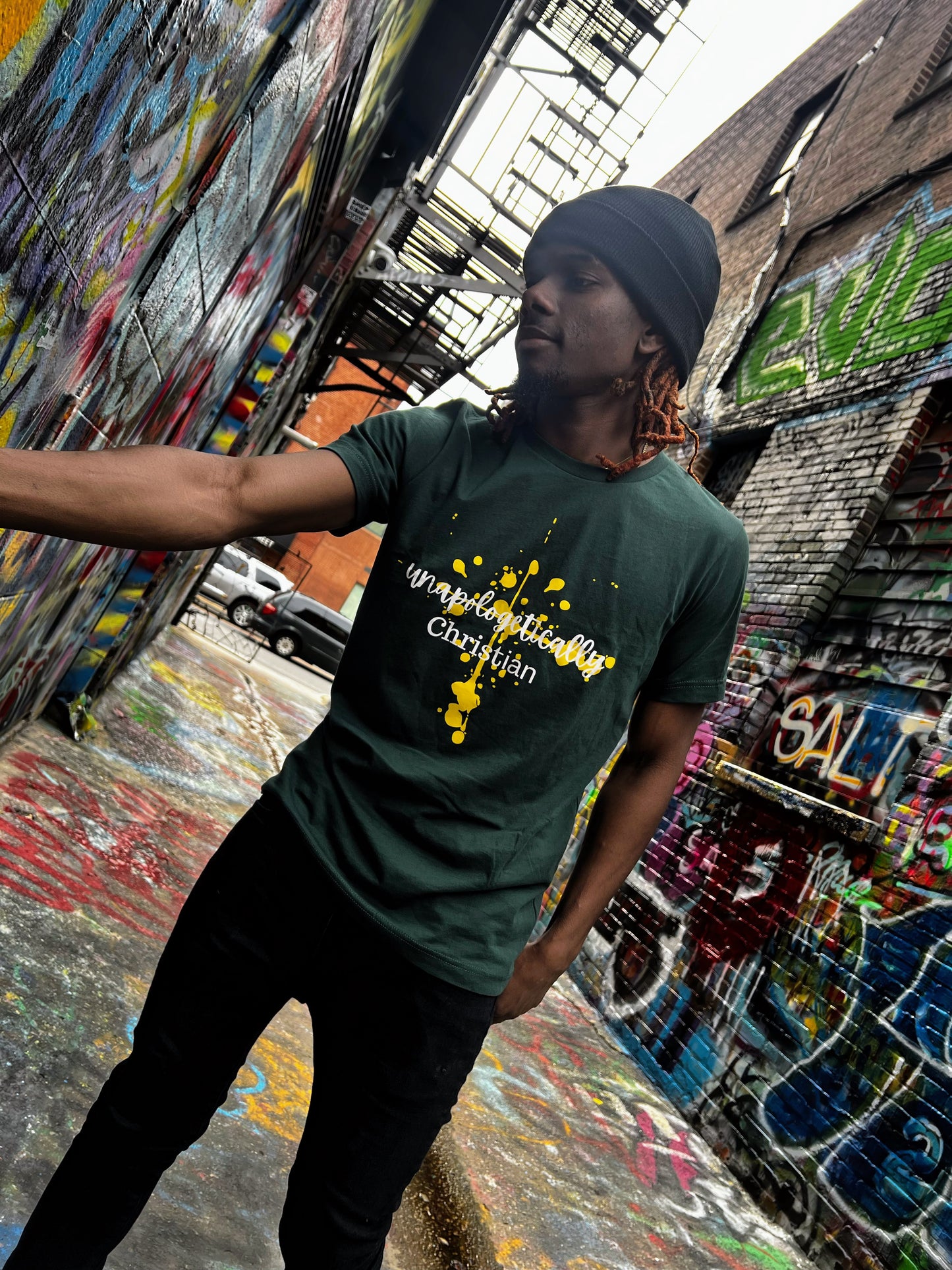 Unapologectially Christian Green and Yellow T-Shirt