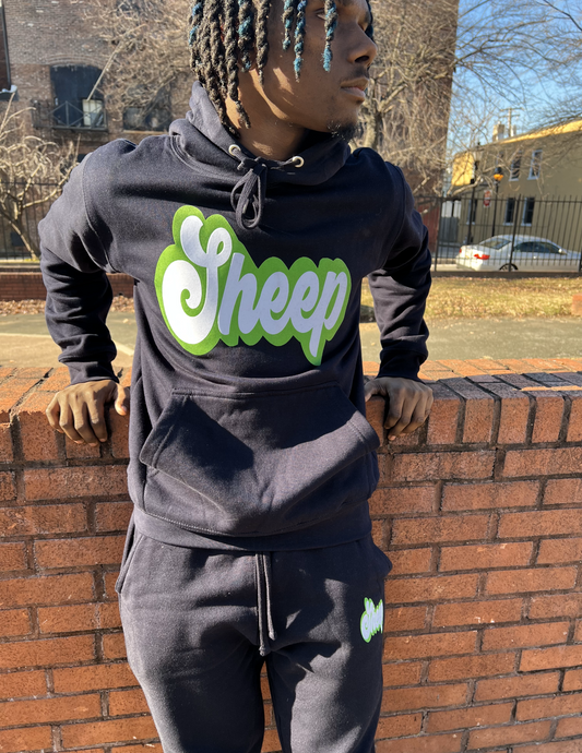 Sheep Sweatsuit Navy Blue and Green