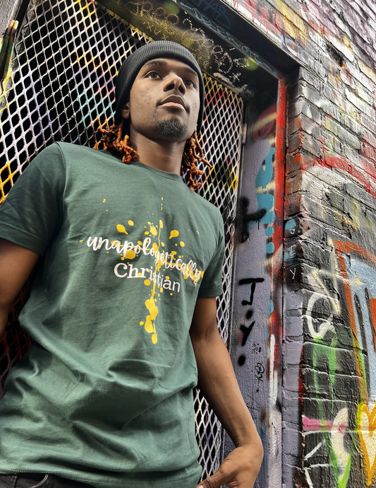 Unapologectially Christian Green and Yellow T-Shirt